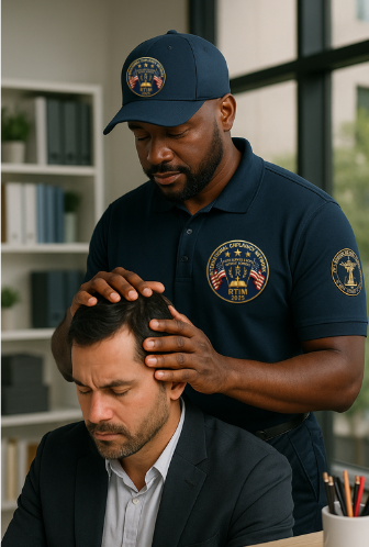 RTIM workplace chaplain providing prayer and emotional support to a professional at work